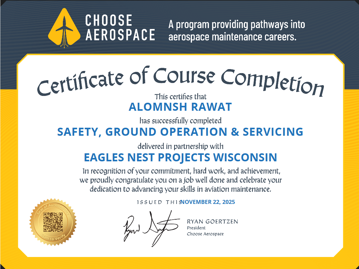 Safety, Ground Operation & Servicing Certification